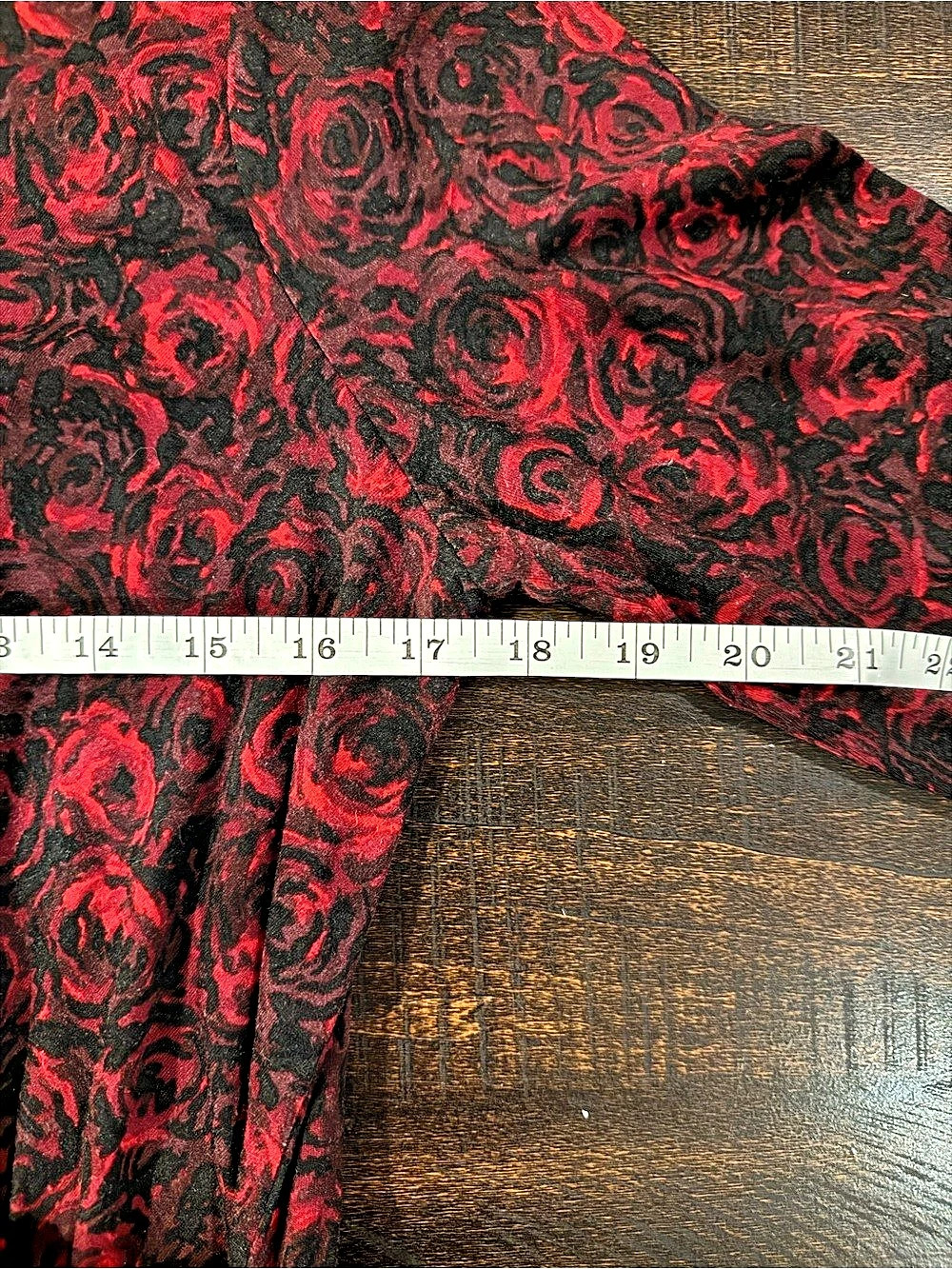 Talbots Red and Black Rose Floral Faux Wrap Midi Dress Medium - Picture 11 of 14